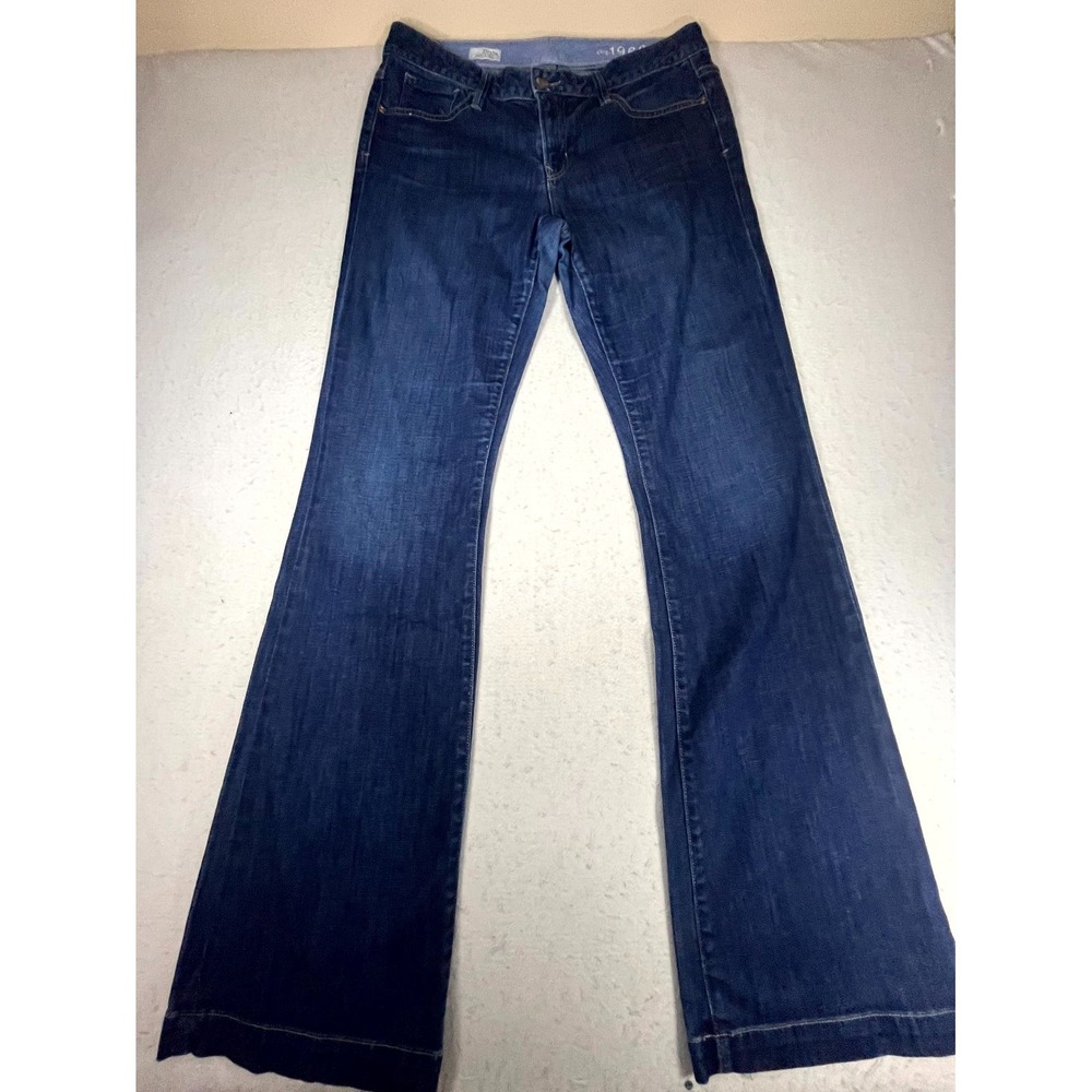 Y2K Gap 1969 Long & Lean Flare Jeans Women 31x12XL Blue Dark Wash Denim Mid Rise